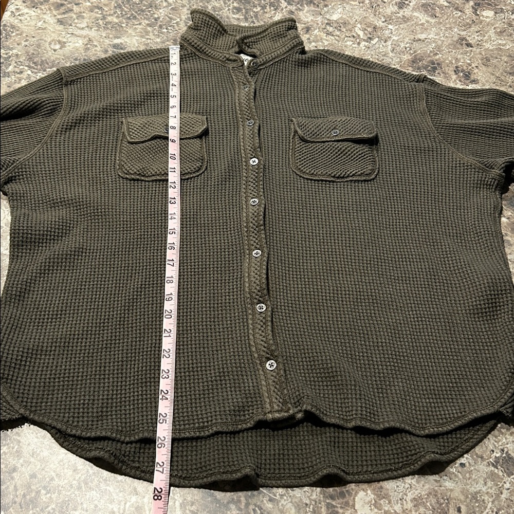 Aerie Oversized Lumberjane Waffle Knit Button Shirt Jacket Shacket - Picture 8 of 8
